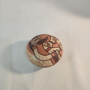 Hopi-Tewa Polychrome Pottery Seed Pot Hand-signed by Artist Delmar Polacca